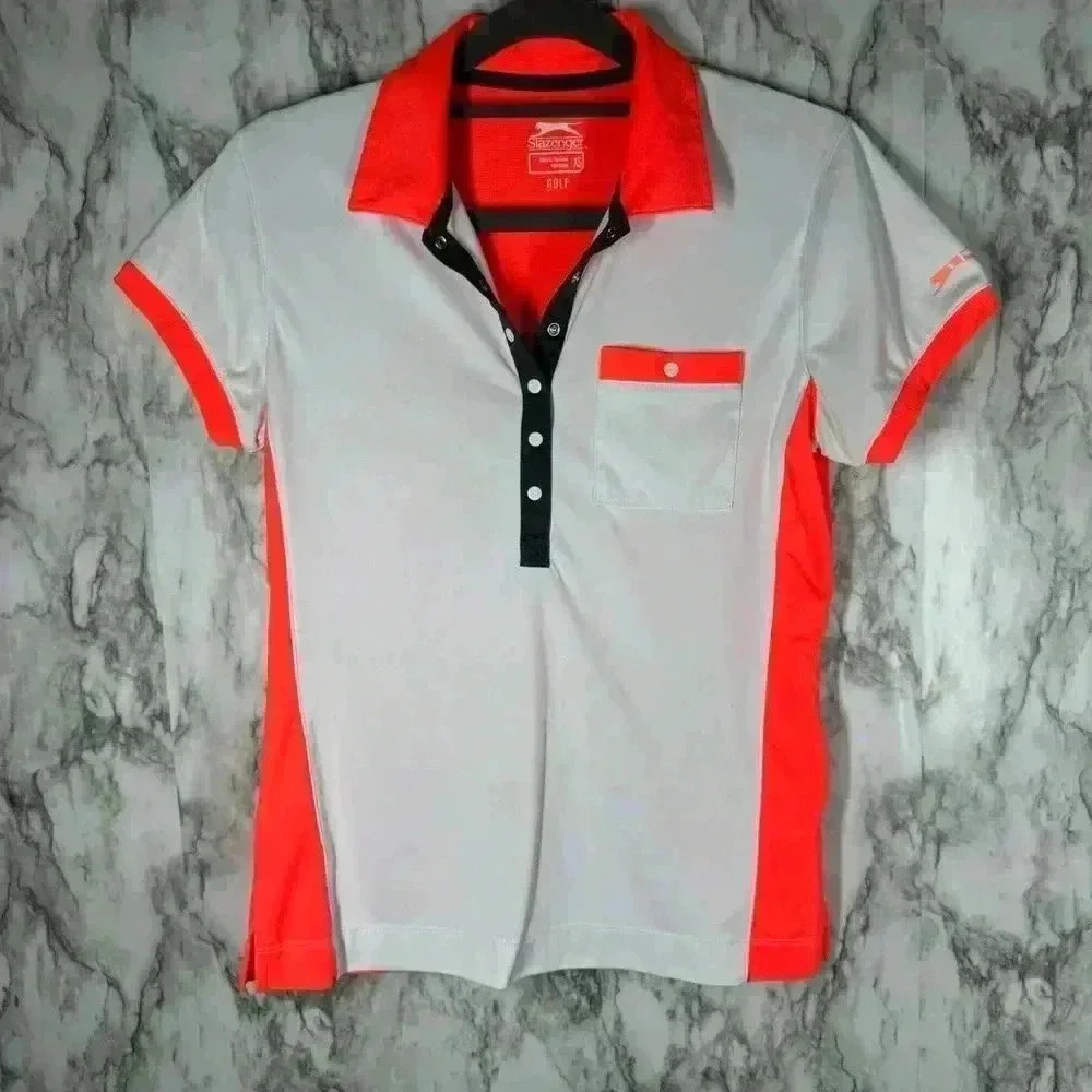 SLAZENGER Quarter Button Up Short Sleeve Pullover Golf Top Women's Size XS